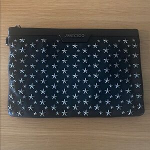 Jimmy Choo Black Star Studded Zip Pouch